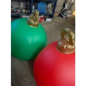 2 Pieces 32 inch Giant PVC Inflatable Christmas Ball Ornaments Large Xmas